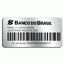 Etiqueta de patrimônio padrão banco do Brasil - 54x27mm 