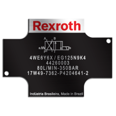 Placa de Identificação em Alumínio Impresso Rexroth - 60x43mm
